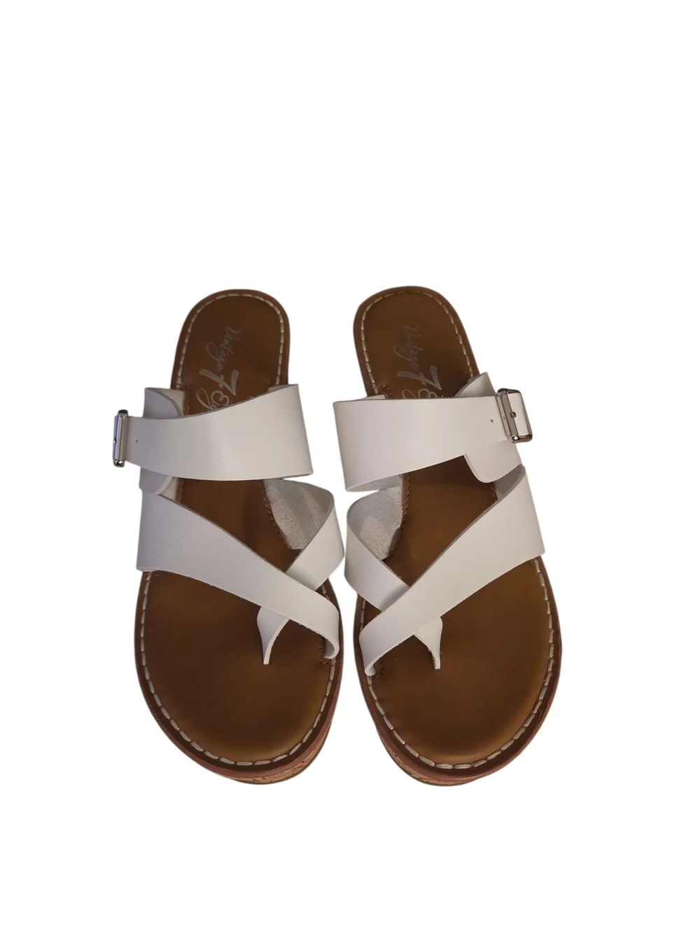 Women's White Cork Wedge Slide Sandals — Strappy Platform Comfort